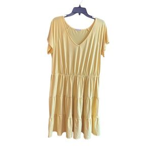 Heart & Hips canary yellow tiered polyester spandex casual dress Size 2X